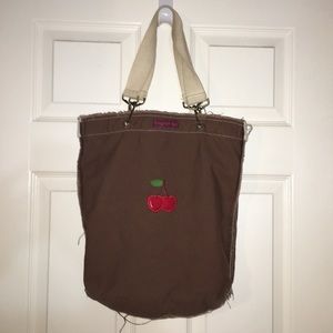 Bungalow 360 Distressed Brown Cherry Themed Tote Bag